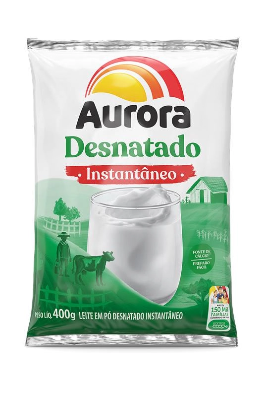 Leite Po Aurora Sch 400g Desnatado Instantaneo