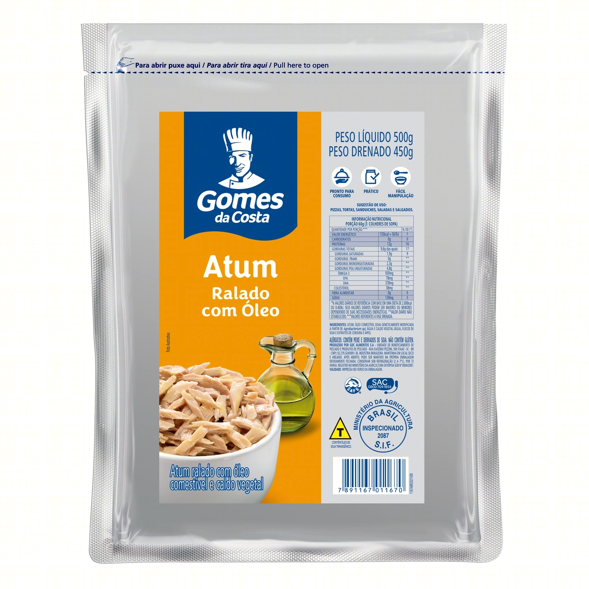 Atum Ralado Em óleo Gomes Da Costa Pacote 450g