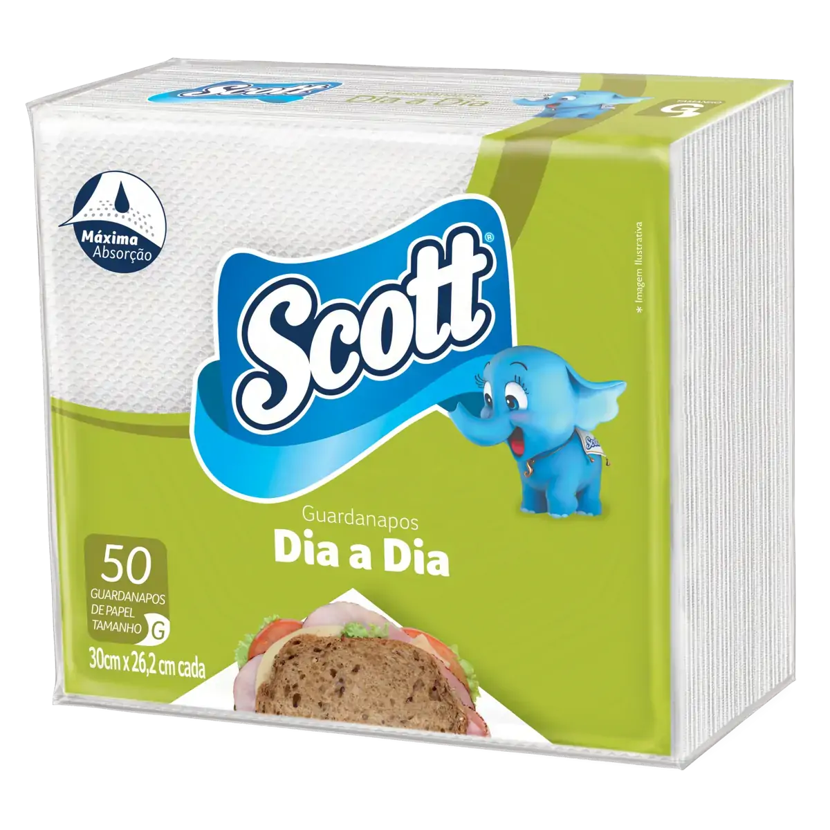 Guardanapo De Papel Folha Dupla Scott Dia A Dia 30cm X 26,2cm Pacote 50 Unidades