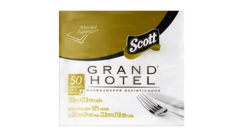 Guardanapo De Papel Folha Tripla Scott Grand Hotel 23,8cm X 21,8cm Pacote 50 Unidades