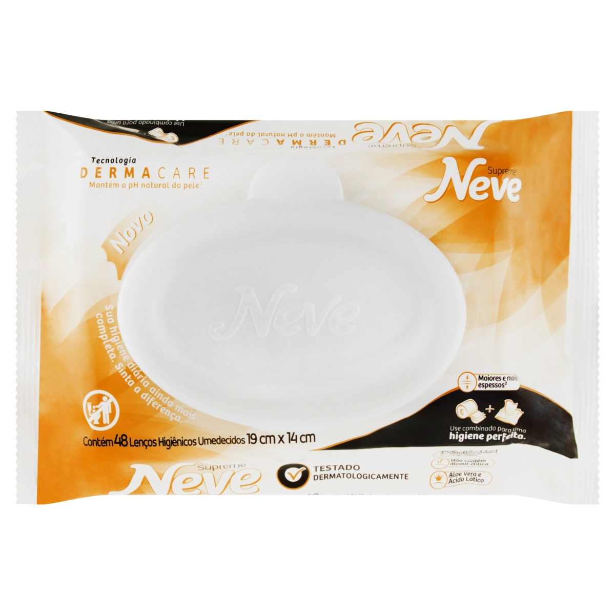 Lenço Umedecido Aloe Vera E ácido Lático Neve Supreme Pacote 48 Unidades