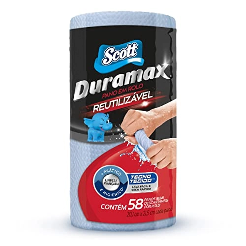 Pano Reutilizável Em Rolo Azul Scott Duramax 58 Unidades