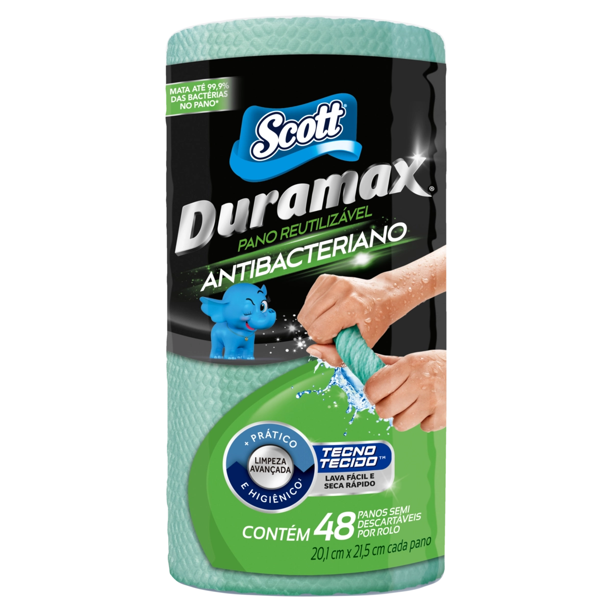 Pano Reutilizável Em Rolo Verde Scott Duramax 48 Unidades