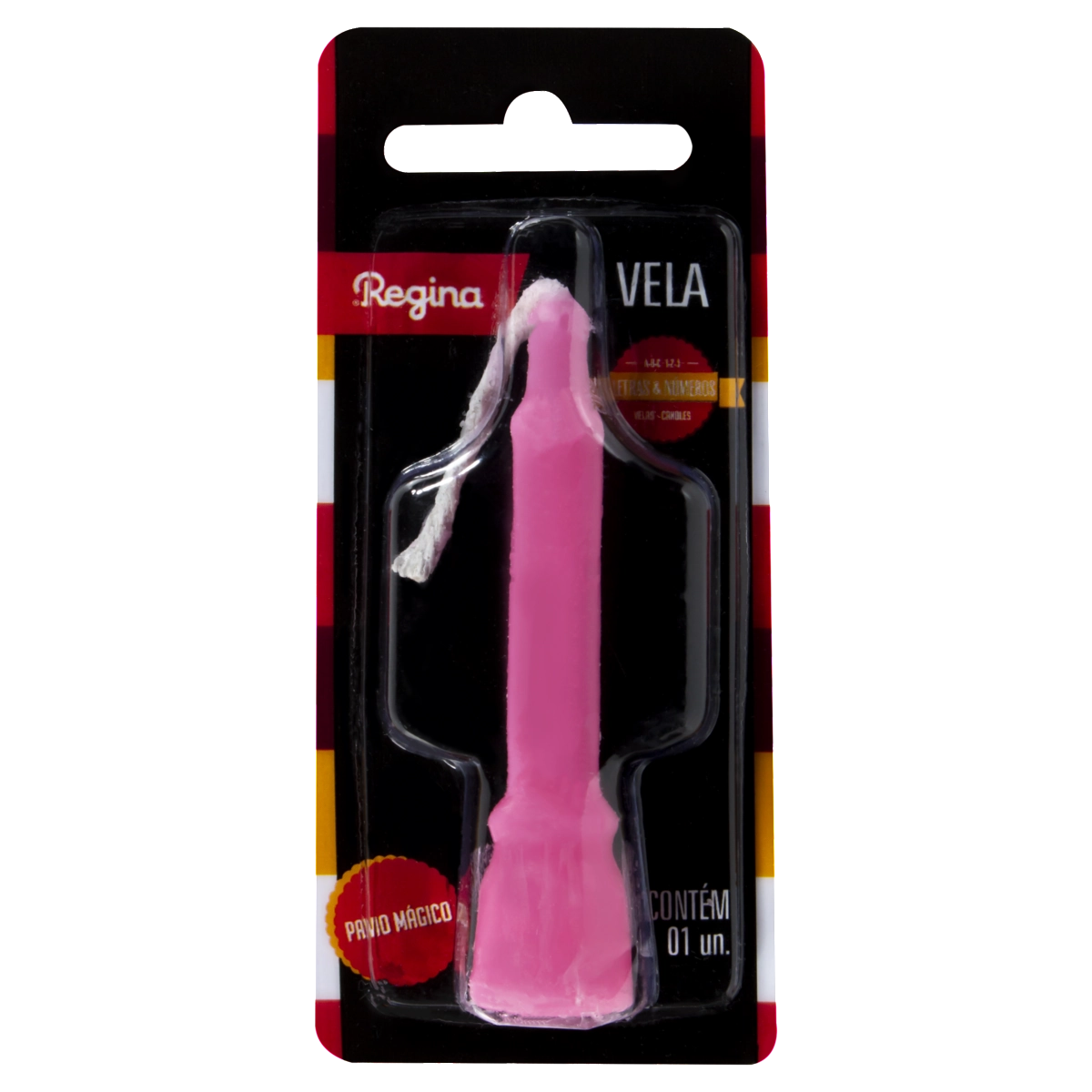 Vela De Aniversário Rosa N 1 Regina Cartela