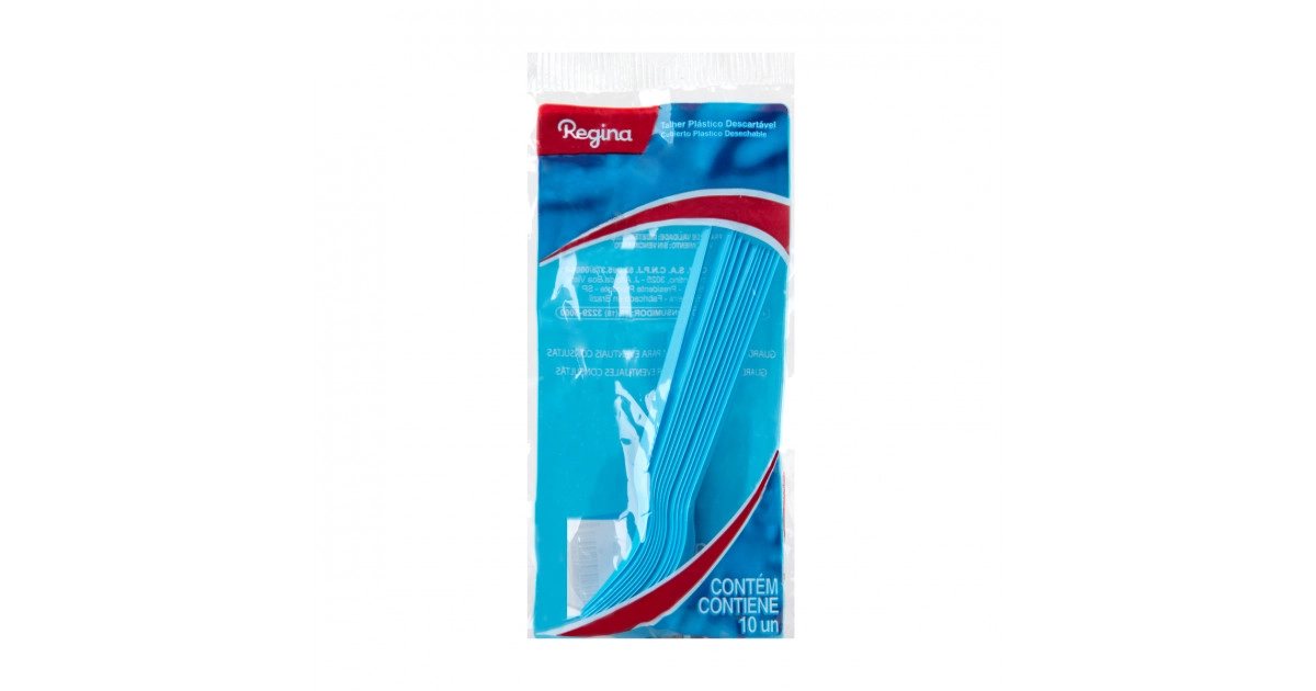 Garfo Plastico Regina Azul C/10