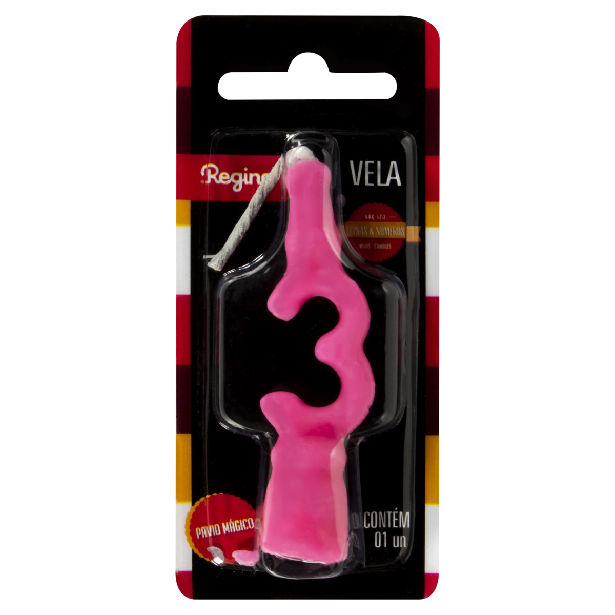 Vela De Aniversário Rosa N 3 Regina Cartela