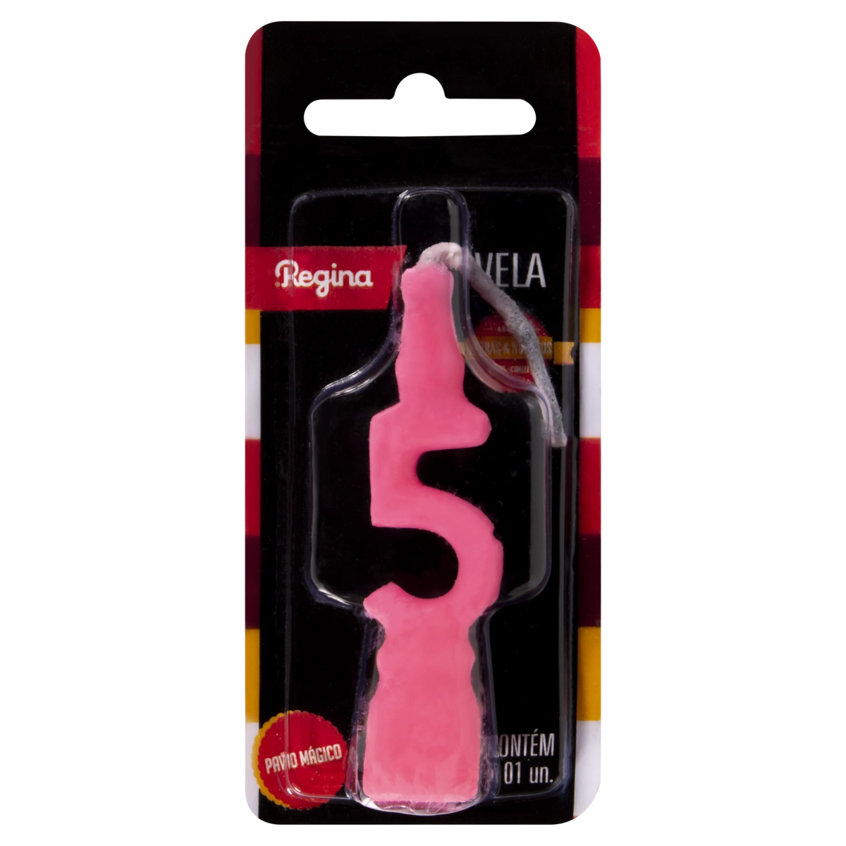 Vela De Aniversário Rosa N 5 Regina Cartela
