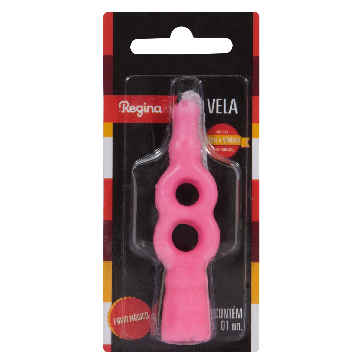 Vela De Aniversário Rosa N 8 Regina Cartela