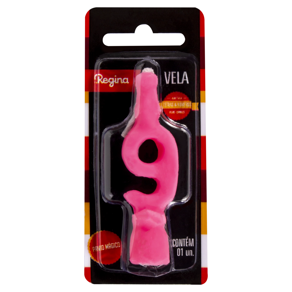Vela De Aniversário Rosa N 9 Regina Cartela