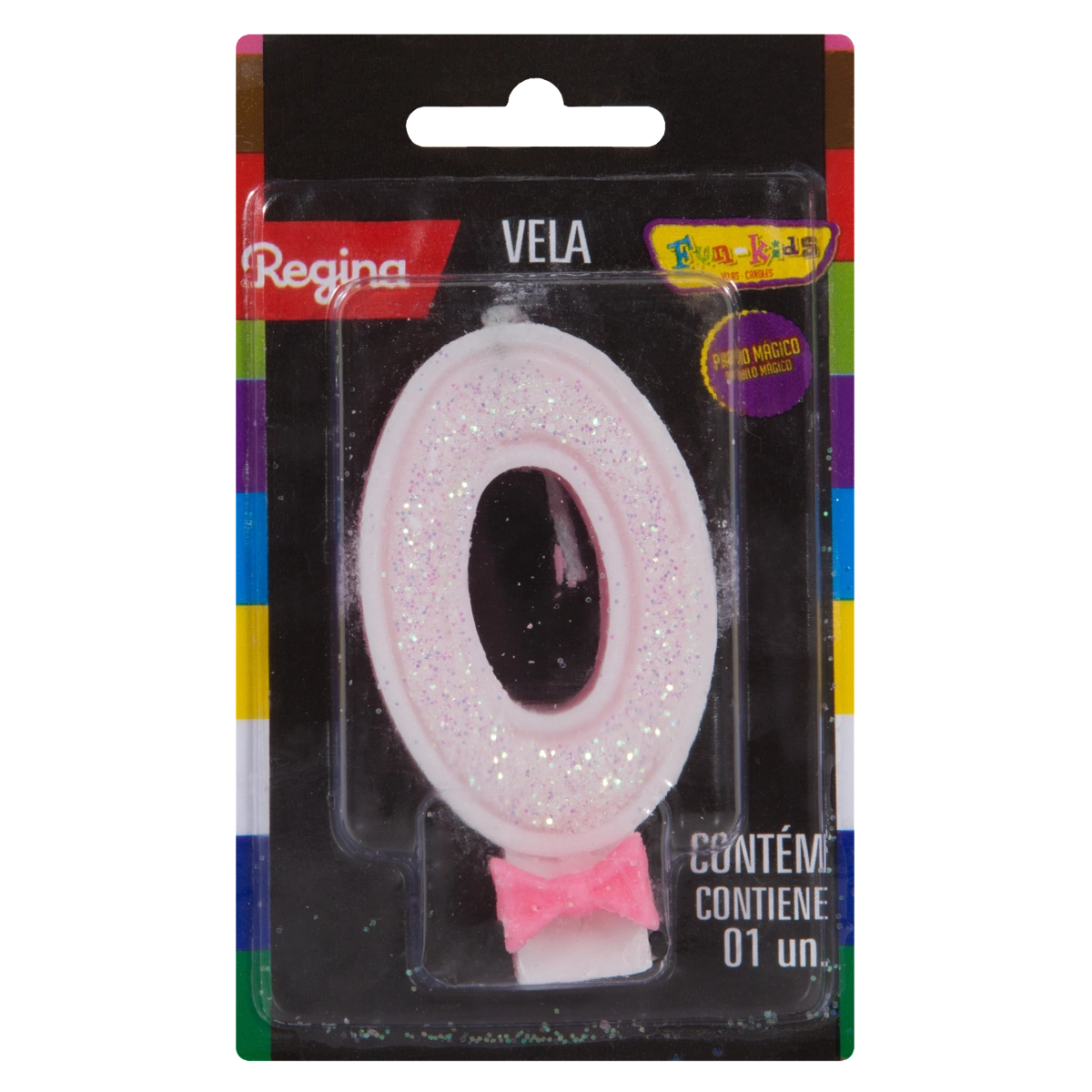 Vela De Aniversário Rosa N 0 Super Glitter Regina Cartela
