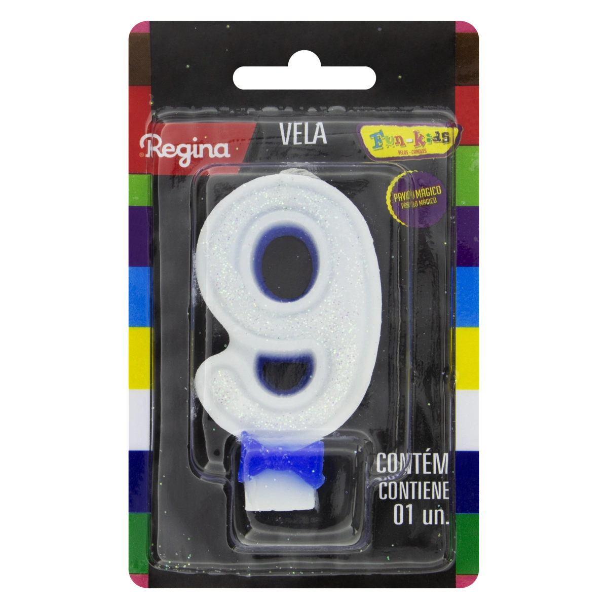Vela De Aniversário Com Glitter Azul N 9 Regina