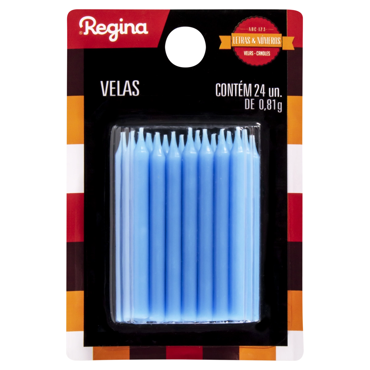 Vela De Aniversário Palito Azul Regina Cartela 24 Unidades