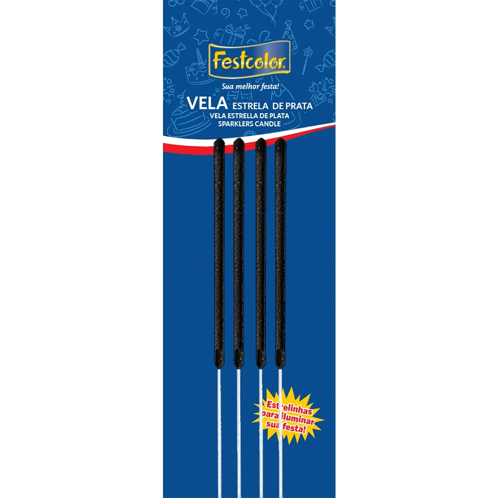 Vela De Aniverário Prata Estrela Festcolor N 4