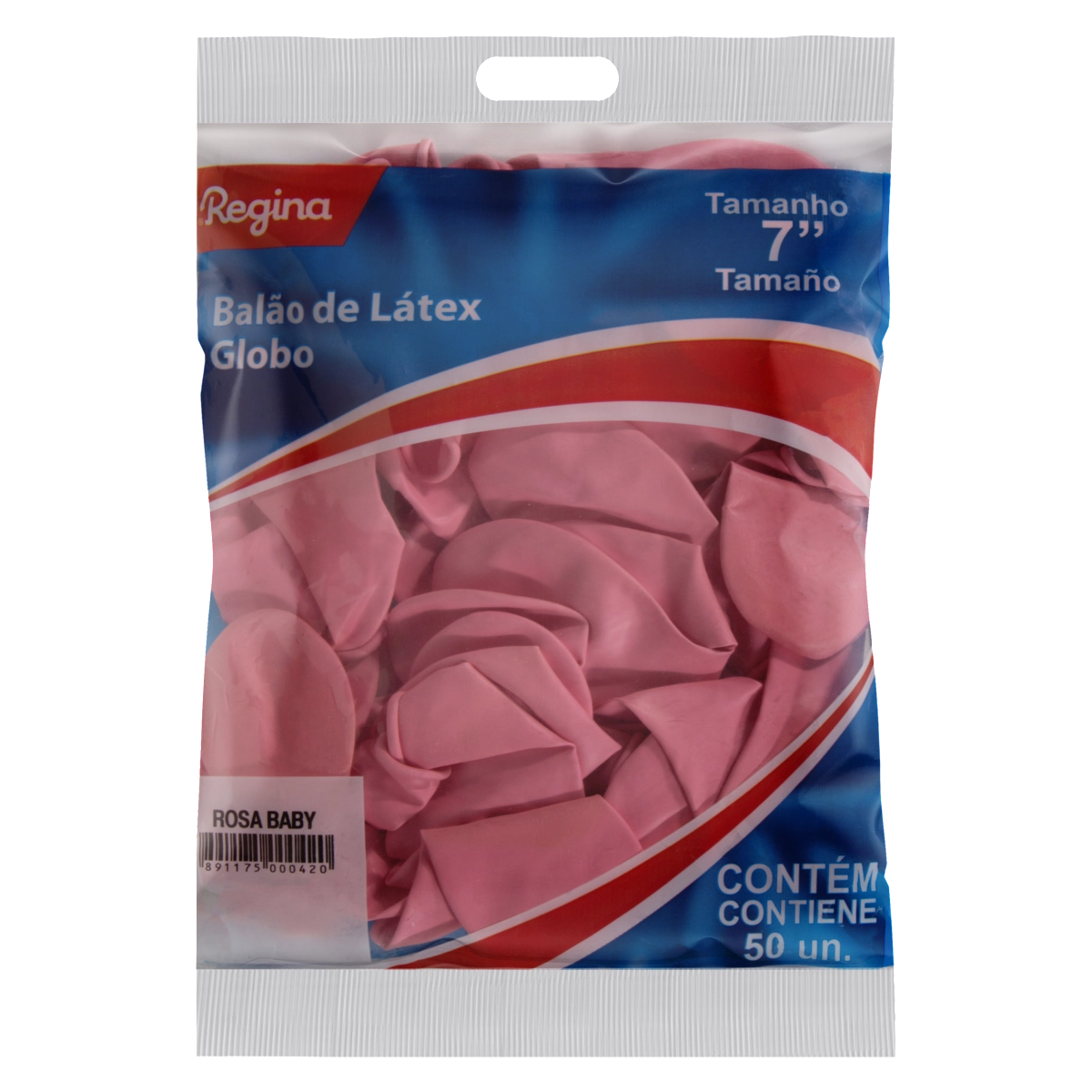 Balão Globo Rosa Baby Látex Regina 65 Pacote 50 Unidades