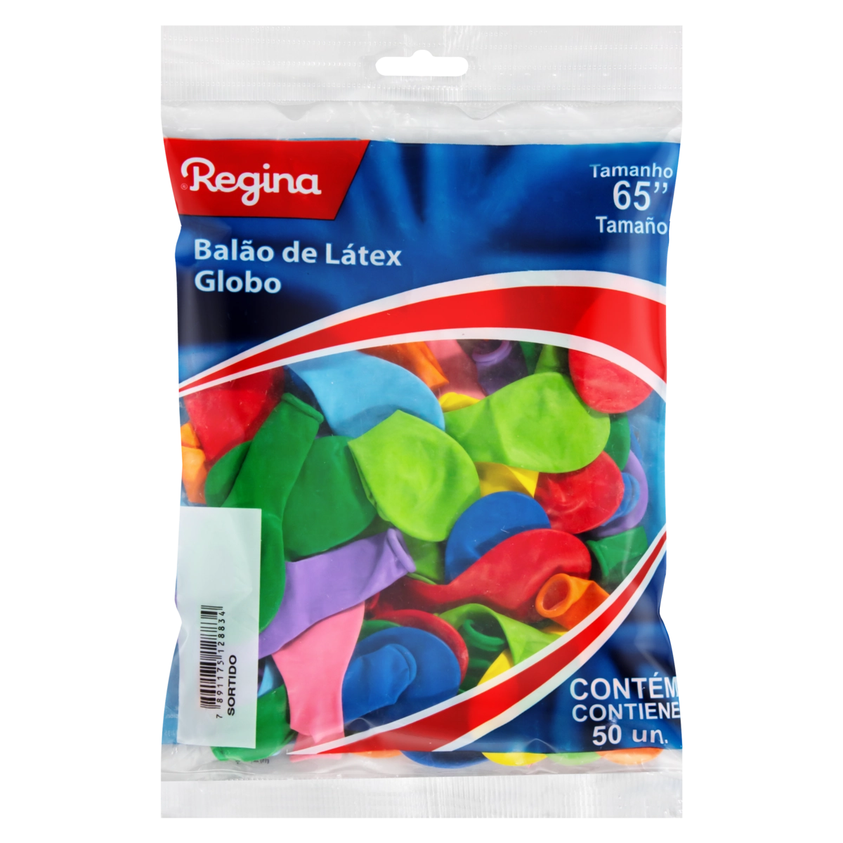 Balão Sortido Látex Regina 65 Pacote 50 Unidades