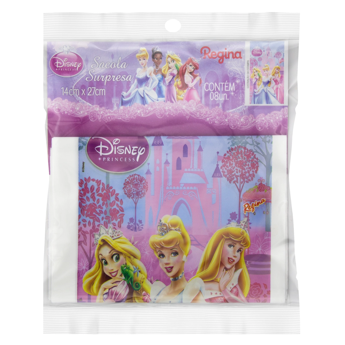 Sacola Plástica Surpresa Disney Princess Regina 14cm X 27cm Pacote 8 Unidades