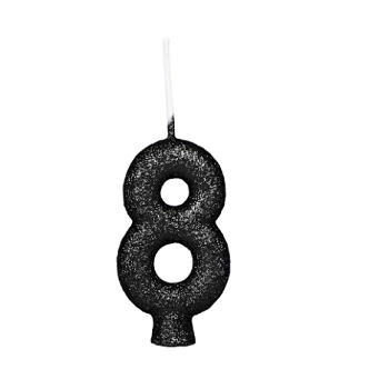 Vela Cintilante Glitter Preta Numero 8 01 Unidade 1