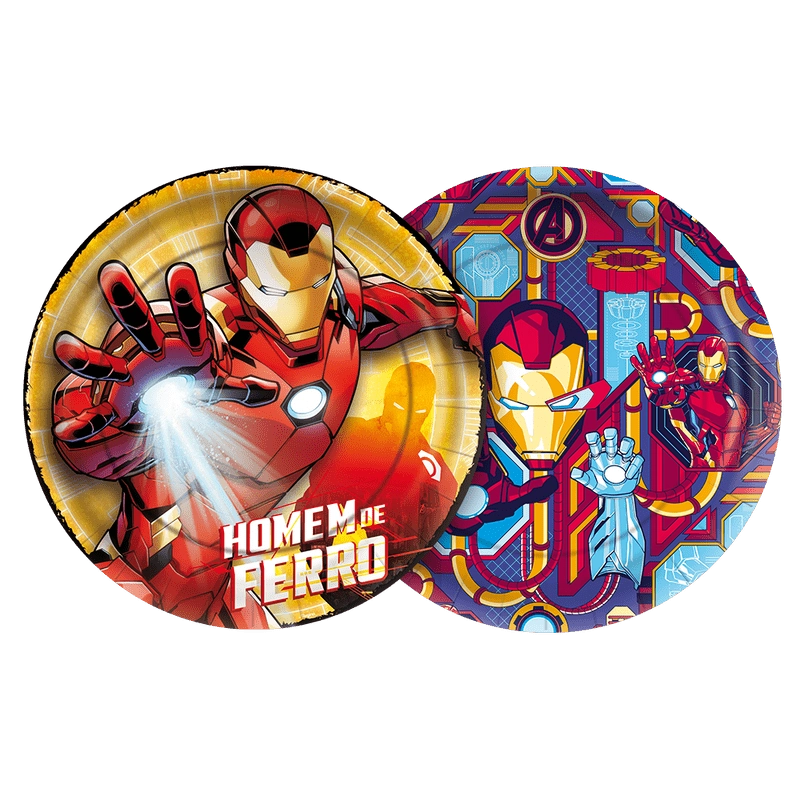 Prato Papel Redondo 18 Cm Homem De Ferro 1169718 12un Regina