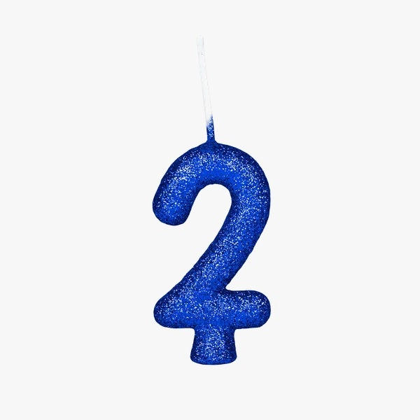 Vela Regina Parabens Glitter Azul N2