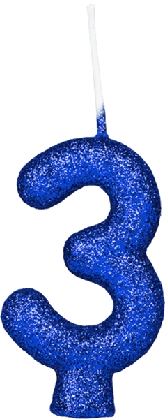 Vela Regina Parabens Glitter Azul N3