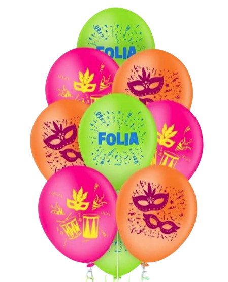 Balao Latex Redondo Carnaval Folia N9 C/25un Regina Festas