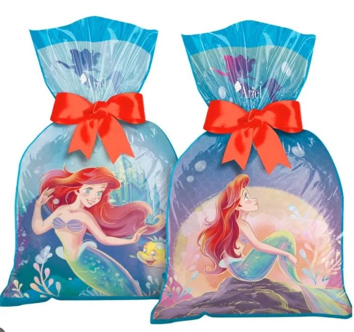 Sacola Plástica Lembrancinha Ariel Disney Regina Festas Com 12un