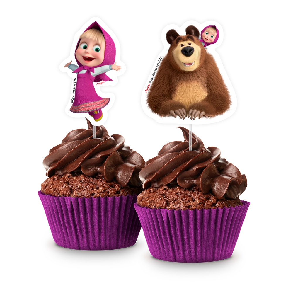 Picks Topo Decoração Doces Festa Masha E O Urso Regina Festas 8un