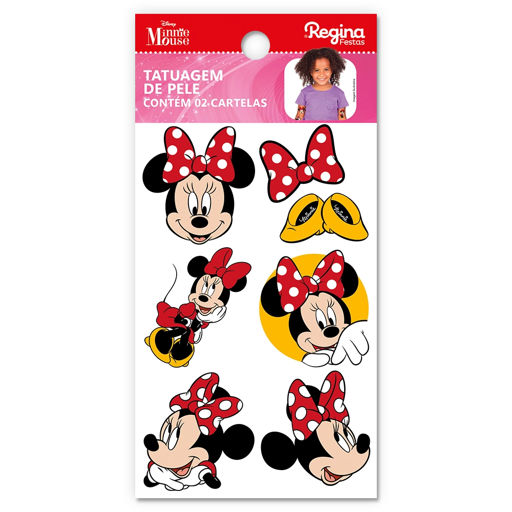 Tatuagem De Pele Disney Minnie Mouse C/12 Regina