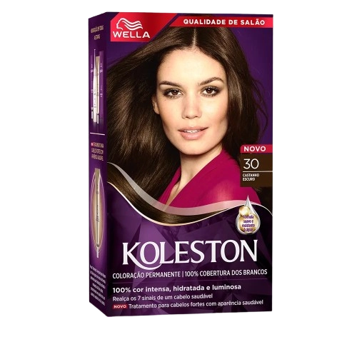 Kit Coloração Creme 30 Castanho Escuro Wella Koleston