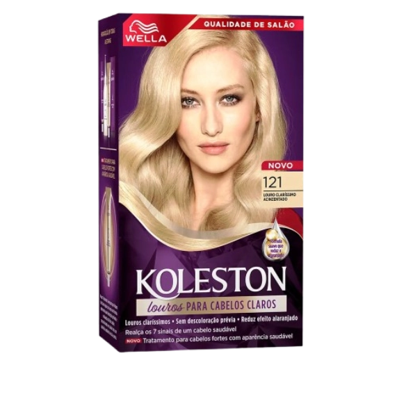 Kit Coloração Creme 121 Louro Claríssimo Acinzentado Wella Koleston Louros Poderosos