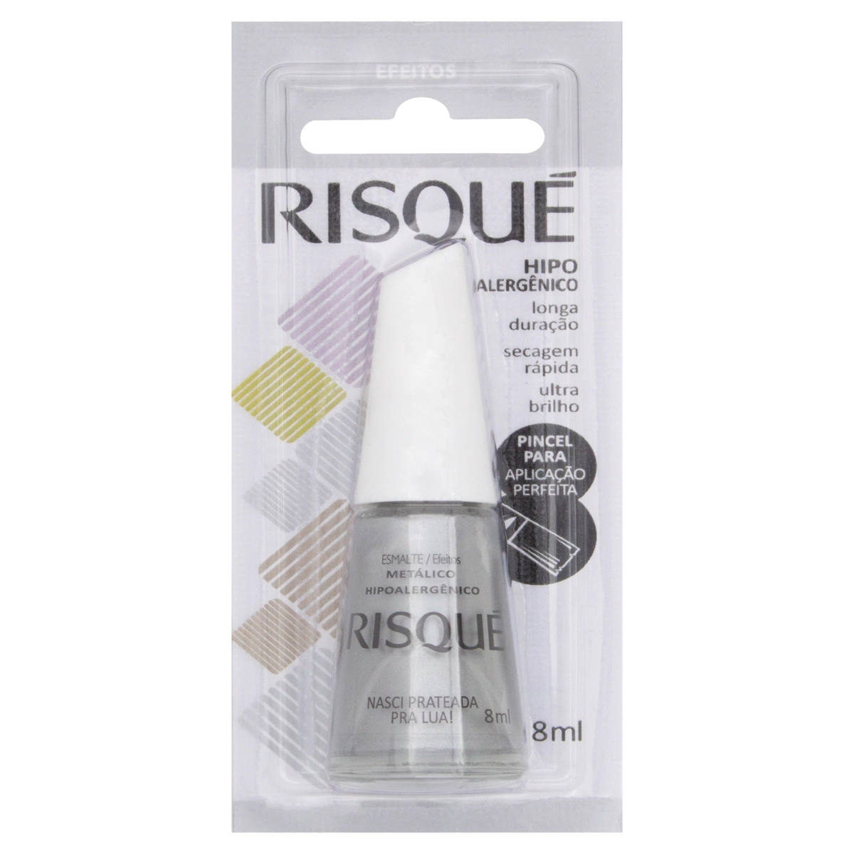 Esmalte Metálico Nasci Prateada Pra Lua Risqué Efeitos Blister 8ml