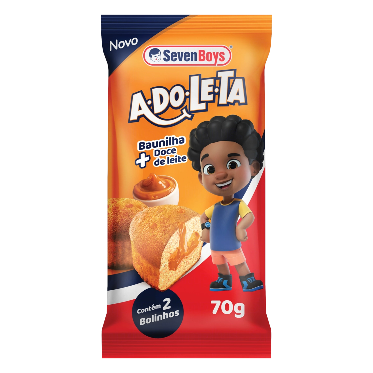 Bolinho Baunilha Recheio Doce De Leite Seven Boys Adoleta Pacote 70g 2 Unidades