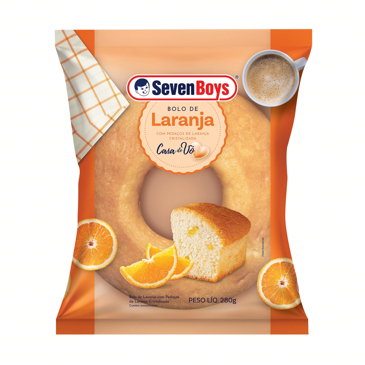 Bolo Laranja Seven Boys Casa De Vó Pacote 280g