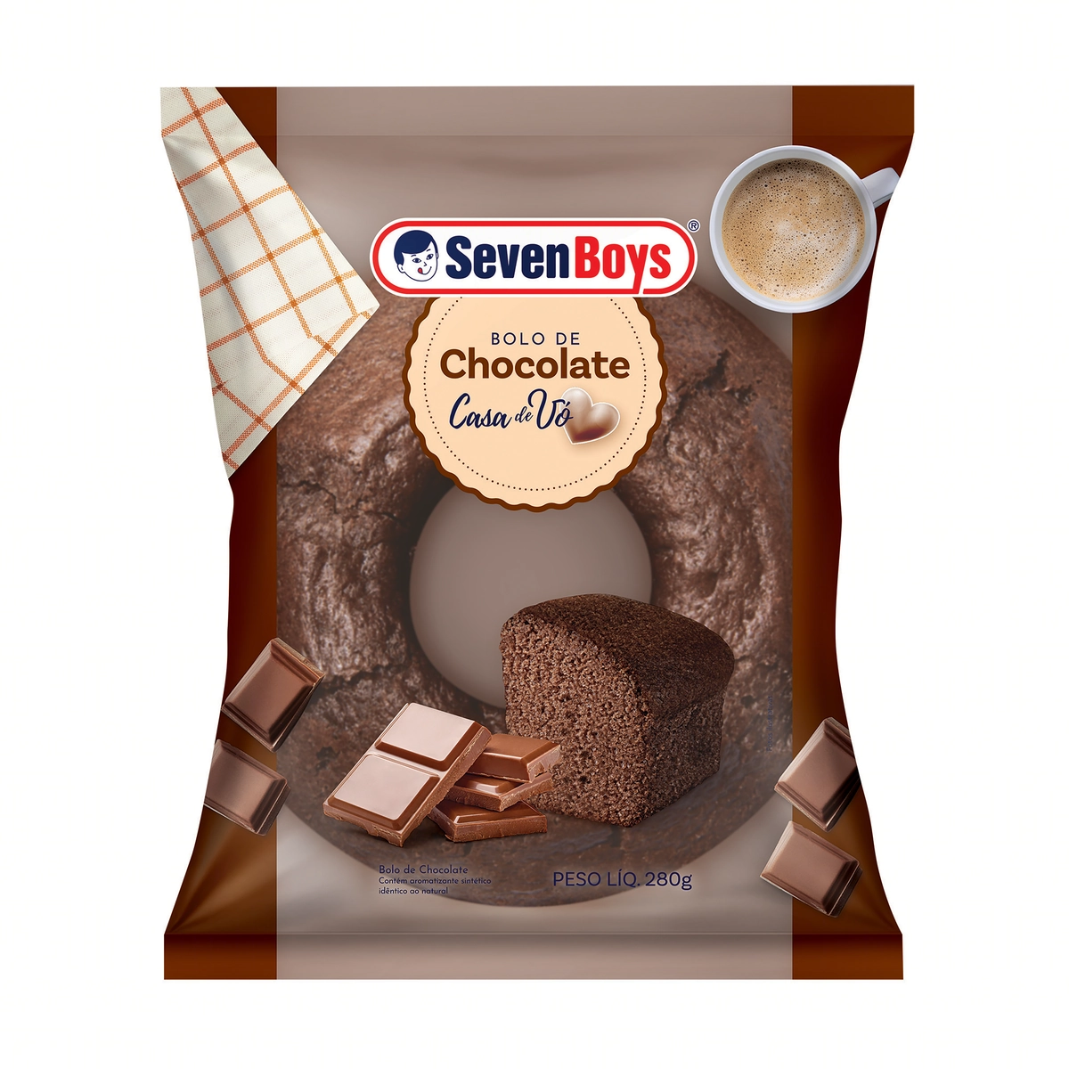 Bolo Chocolate Seven Boys Casa De Vó Pacote 280g