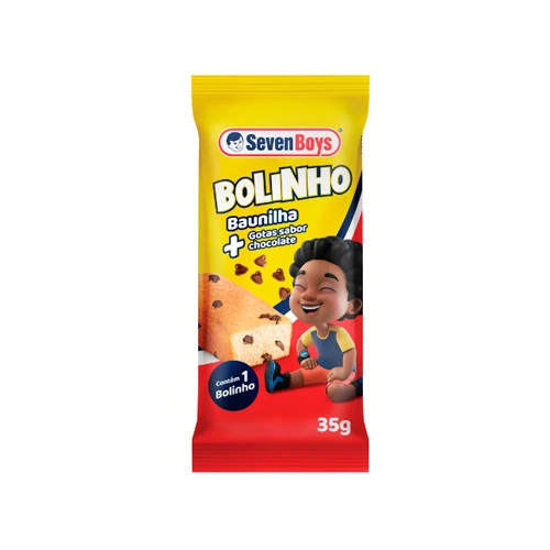 Bolinho Baunilha Com Gotas De Chocolate Seven Boys Pacote 35g