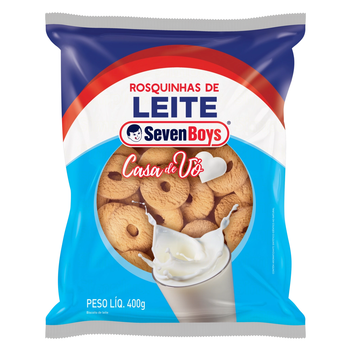Biscoito Rosquinha Leite Seven Boys Casa De Vó Pacote 400g