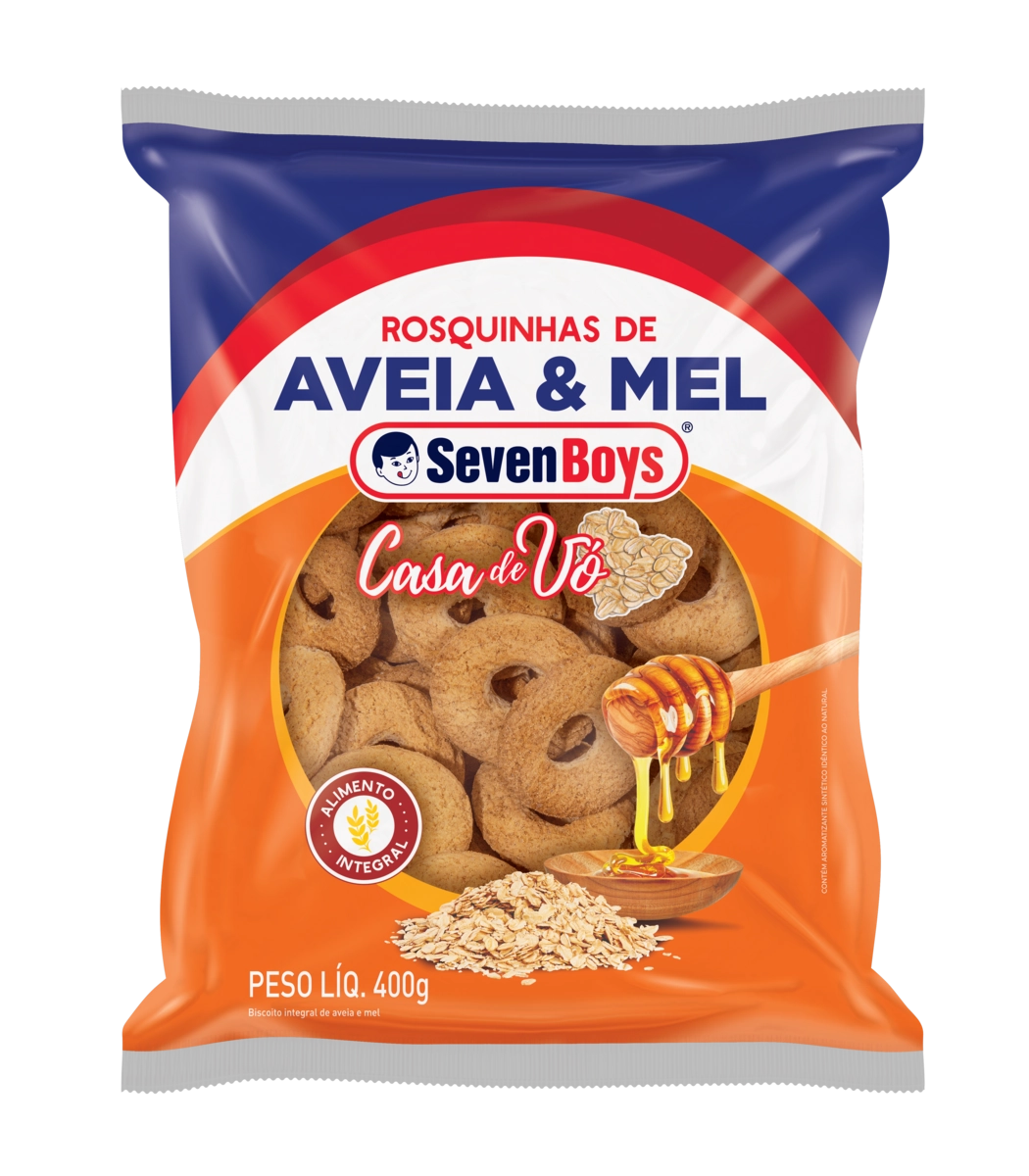 Biscoito Rosquinha Integral Aveia E Mel Seven Boys Casa De Vó Pacote 400g