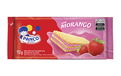Biscoito Wafer Recheio Morango Panco Pacote 140g