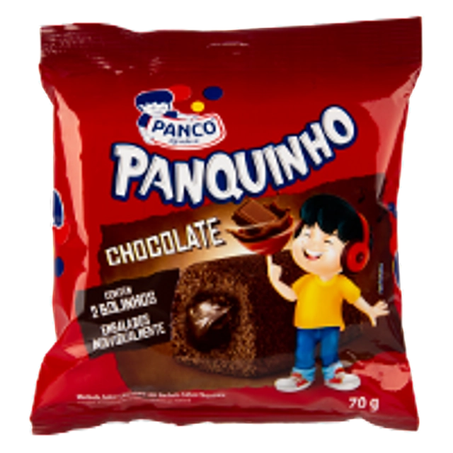 Minibolo Chocolate Recheio Chocolate Panco Panquinho Pacote 70g 2 Unidades
