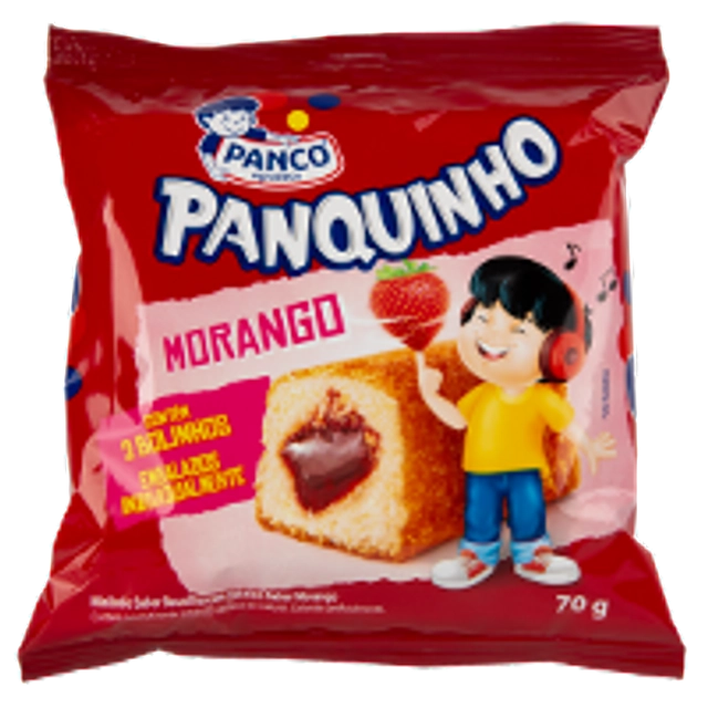 Minibolo Baunilha Recheio Morango Panco Panquinho Pacote 70g 2 Unidades