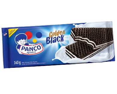 Biscoito Wafer Recheio Baunilha Panco Golden Black Pacote 140g