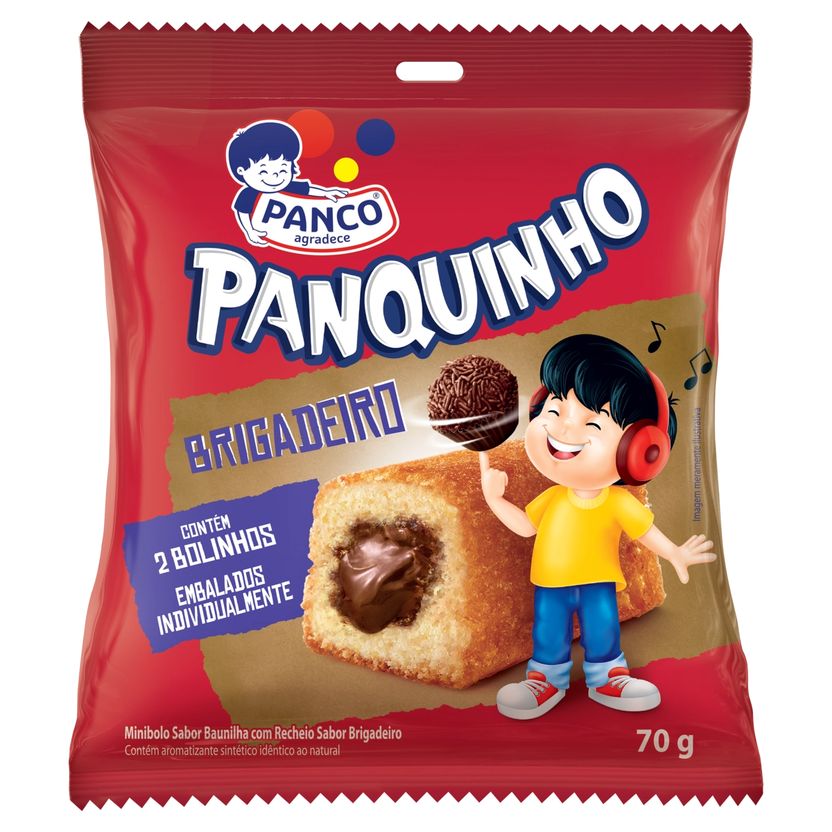 Minibolo Baunilha Recheio Brigadeiro Panco Panquinho Pacote 70g 2 Unidades