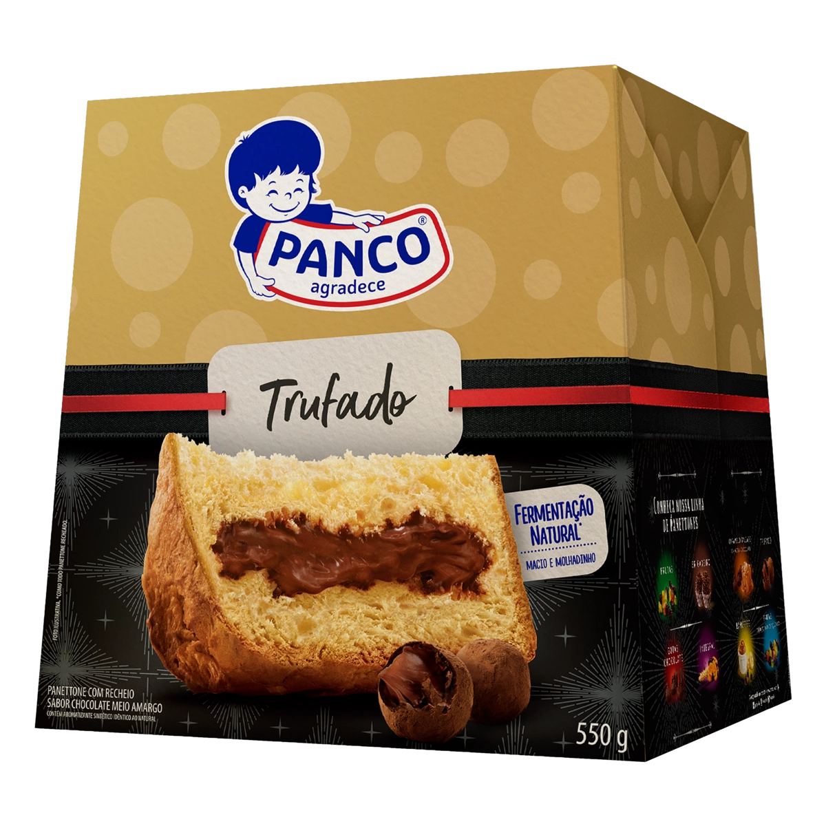 Panettone Recheio Trufado Chocolate Meio Amargo Panco Caixa 550g