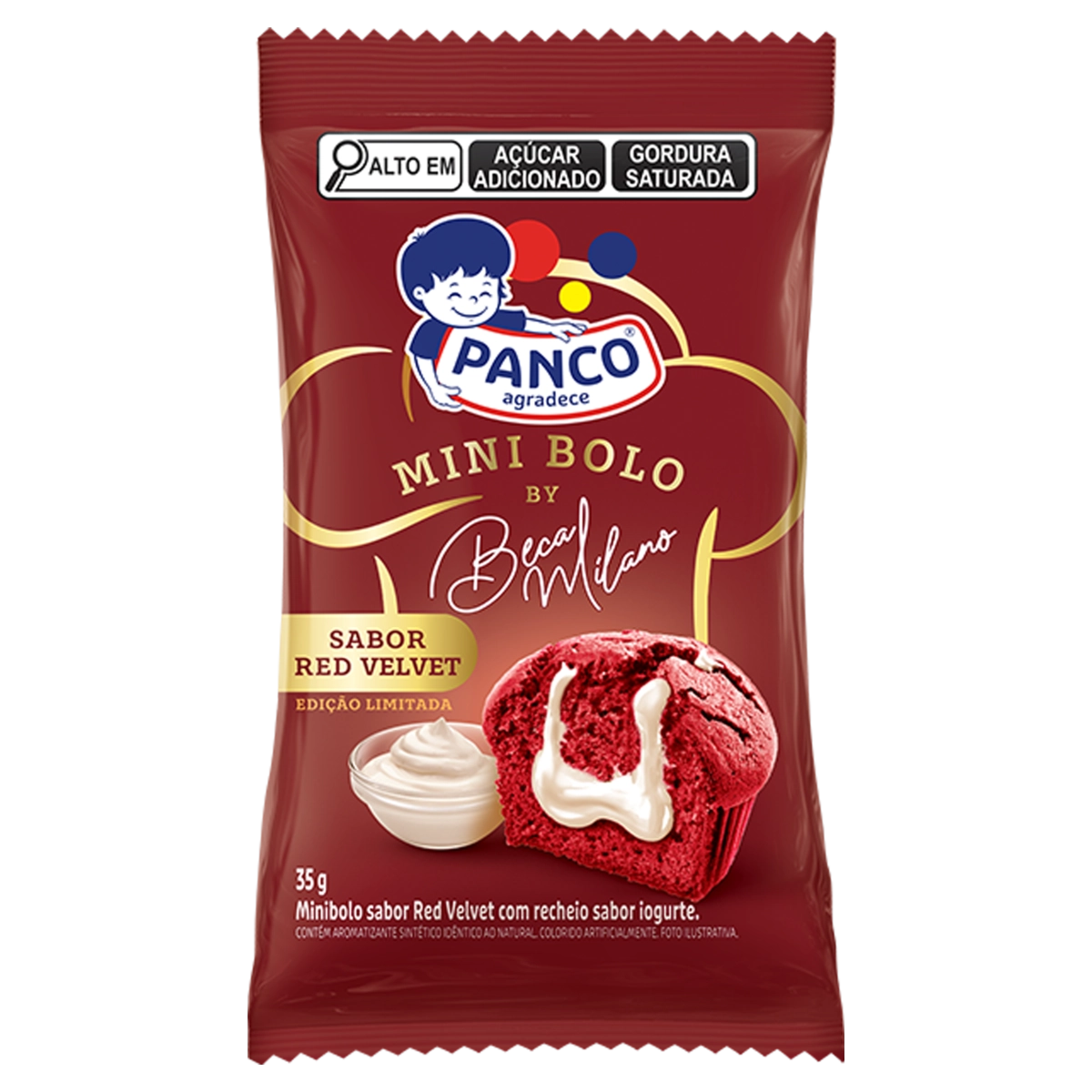 Minibolo Red Velvet Recheio Iogurte Panco Pacote 35g