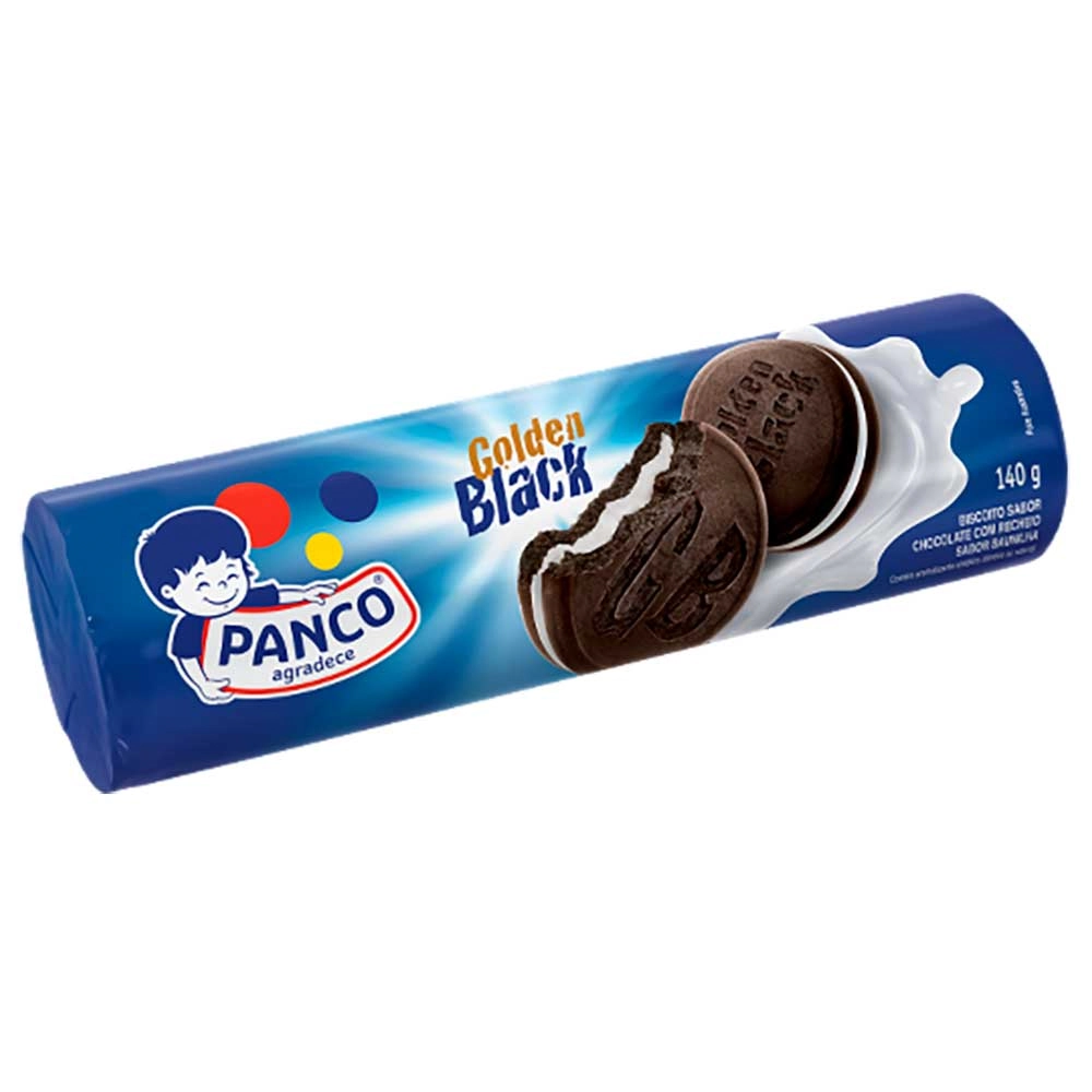 Biscoito Chocolate Recheio Baunilha Panco Golden Black Pacote 140g