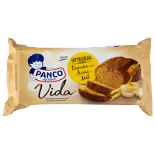 Bolo Integral Banana Com Aveia E Mel Panco Vida Pacote 250g