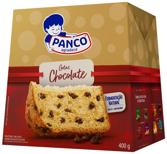 Panettone Com Gotas De Chocolate Ao Leite Panco Caixa 400g