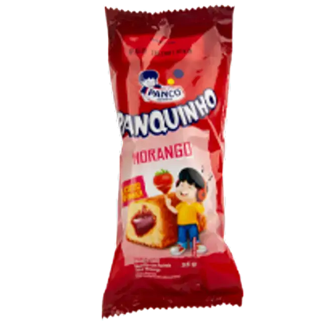 Minibolo Baunilha Recheio Morango Panco Panquinho Pacote 35g