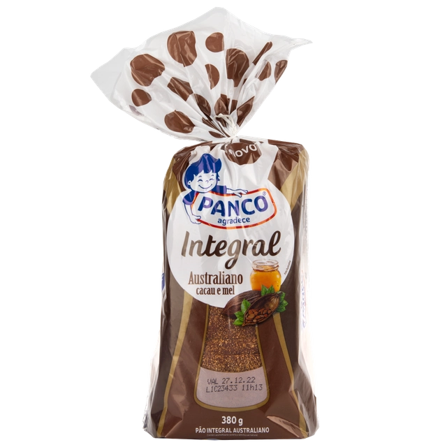 Pão Australiano Integral Cacau E Mel Panco Pacote 380g