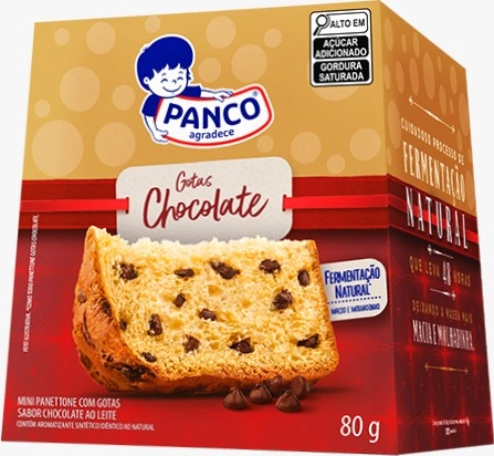 Mini Panettone Com Gotas De Chocolate Ao Leite Panco Caixa 80g